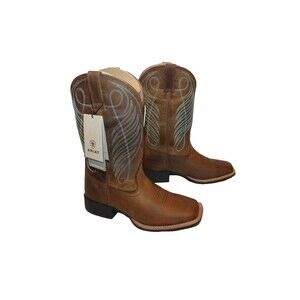 Ariat Round Up Women H2O Waterproof Wide Square Toe Brown Cowboy Boots 9.5